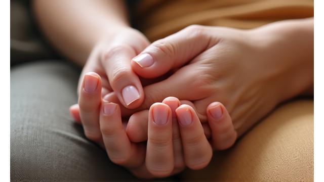 Two hands gently clasped together, symbolizing connection and relationship wellness, as guided by experts.