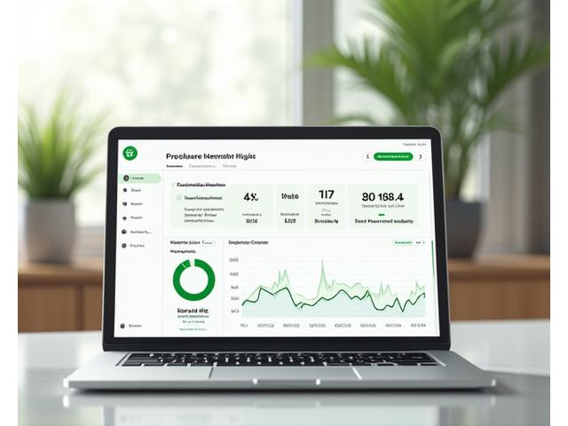A clean, modern digital dashboard displaying graphs and metrics related to personal wellness and environmental impact, such as water saved, carbon footprint, and health improvements.